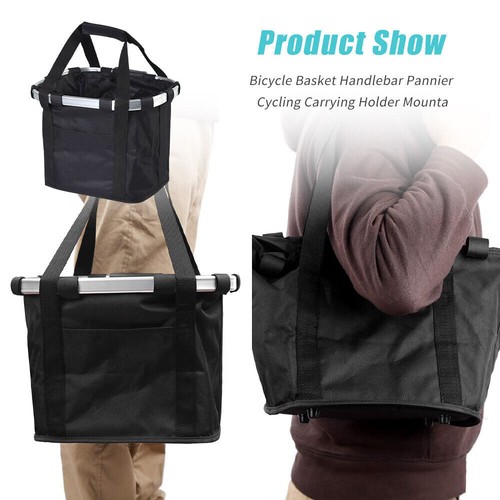 Bicycle Front Basket Foldable Bike Handlebar Bag Pet Carrier Frame Storage Pack - Picture 3 of 15