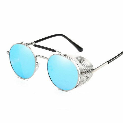 Vintage Steampunk Sunglasses Side Shield Goggles Retro Metal Cyber Round Glasses - Picture 17 of 32