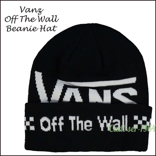 Vans Black Beanie Hat White Logo Unisex Cuffed Beanie Cap NEW Vans Off The Wall - Picture 13 of 24