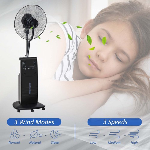 Ventilatore a Piantana Ø44,5 cm con Nebulizzatore ad Acqua e Telecomando Nero - Foto 4 di 10