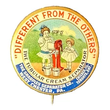 1896 Sharples Separator Co. Tubular Cream Separator Celluloid Pinback Button