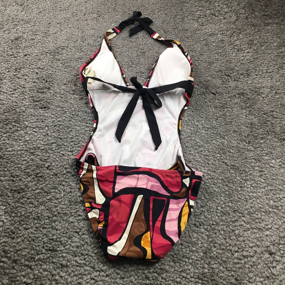 Traje de baño Perry Ellis para mujer de una pieza talla 8 geométrico elástico cuello halter nuevo sin etiquetas Foto 3 de 4