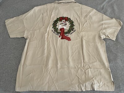 Nat Nast Limited Edition Embroidered Silk Shirt Christmas Mens XXL 2XL