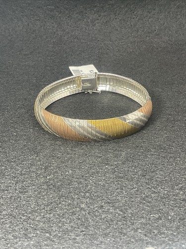 JCPenney 14k Gold Sterling Silver Flex Bangle Bracelet 12mm Size 7.50 W/Box $465 - Picture 10 of 13