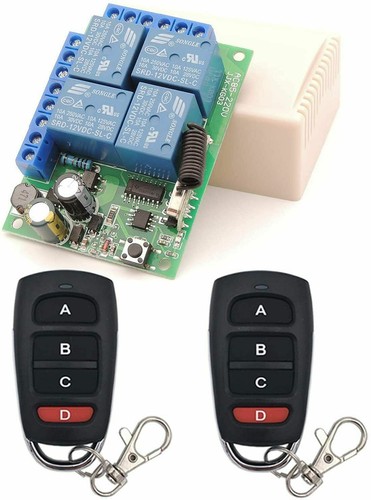 RICEVENTE 4 CH CANALI 220 V VOLT + 2 TELECOMANDI 433 MHZ CANCELLI SERRANDE LUCI - Foto 3 di 11