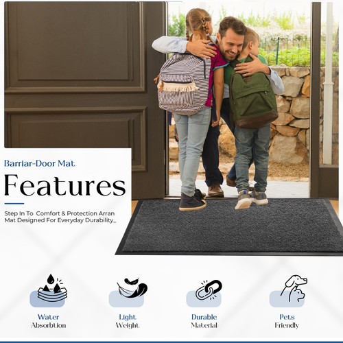 Door Mat Indoor Washable Dirt trapper Non Slip Rubber backing Outdoor Floor Rug - Picture 19 of 61