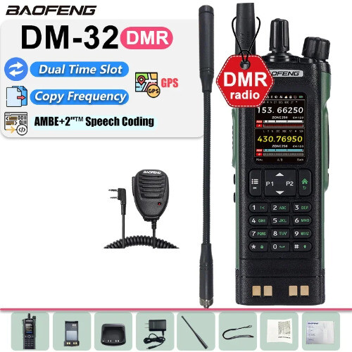 Walkie Talkie DMR GPS 10W DM-32UV Multibanda TDMR Doppio Slot Orario Wireless - Foto 9 di 29