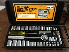40 Piece Combination Socket Set 3/8" & 1/4" Drive SAE & Metric Sizes #875 #WH-15