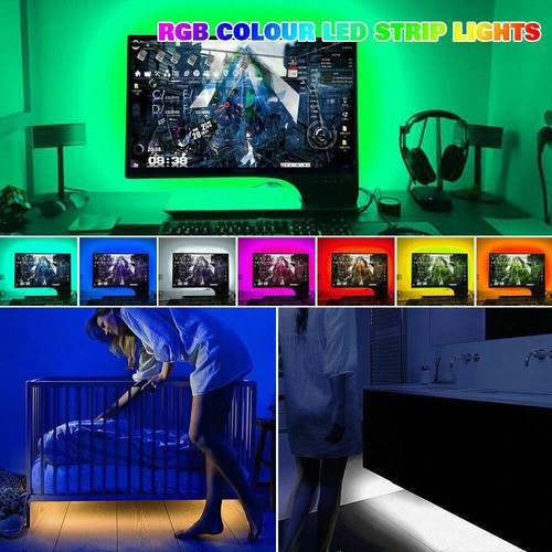 5M SMD 5050 RGB Tira de Luz LED Impermeable USB IR Control Remoto TV PC Parte posterior - Imagen 7 de 16