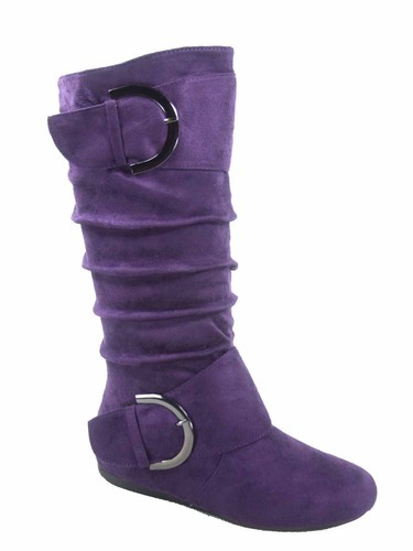 Zapatos para mujer con cremallera plana hebilla holgada media pantorrilla hasta la rodilla talla 5 - 11 NUEVOS - Imagen 5 de 32