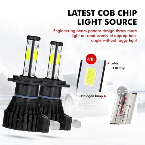 4Side LED Headlight Bulb High/Low Beam H7 For 2008-2017 Mercedes-Benz C300 White - Foto 5 di 12