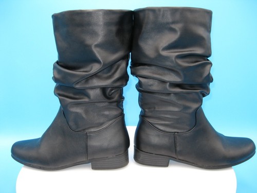 East 5th Jarrett Slouch Block Heel Pull On Boots Women's 7 M Faux Leather Black - Picture 9 of 14