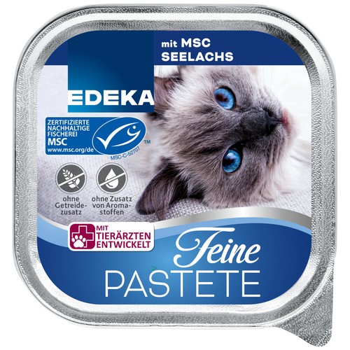 Edeka Cat Feine Pastete mit MSC Seelachs Katzenfutter 16er 16x100g usy Block - Photo 5/5