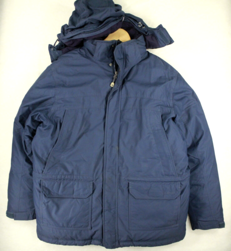 LL BEAN Blue Hooded Down Insulated PARKA JACKET Coat Men's L