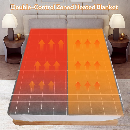 Electric Mattress Pad Queen Size 60''X80'', Dual Control with 5 Heating Levels, - Picture 3 of 6