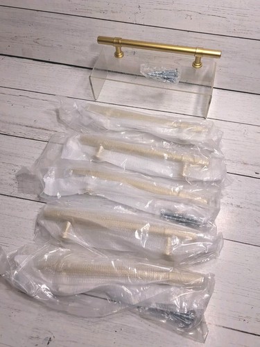 Gold Schrankgriffe, gebürstetes Messing Schrankgriffe Küchenschrankgriffe 6 Stück - Bild 3 von 7
