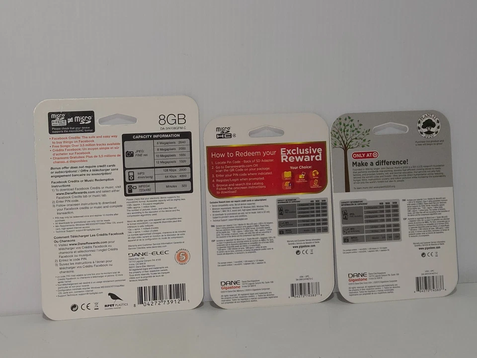 3NEW Dane Elec 8GB 16GB 3 in 1 Mobile Kit Micro SD USB Adapter Cell Phone Tablet - Image 2 of 2