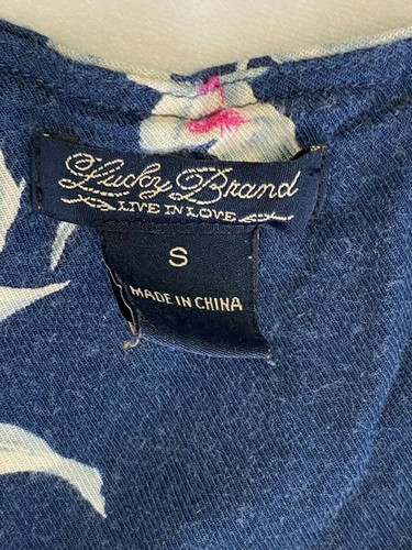 Lucky Brand Blumenmuster ärmellose Shorts Strampler blau Knopf Einteiler Damen Small - Bild 4 von 6