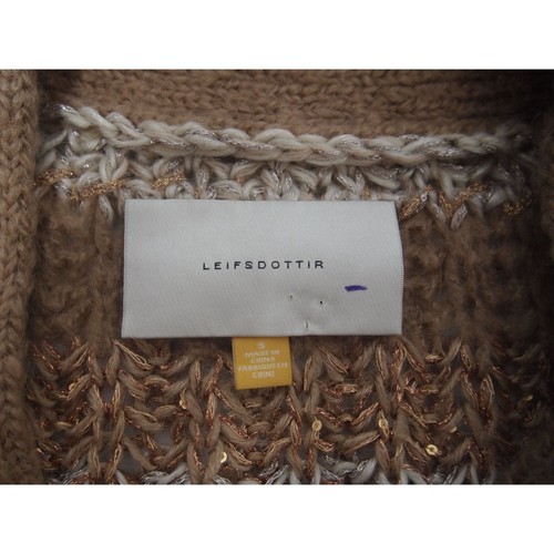 Leifsdottir Anthropologie Damen Strickjacke Pullover S lang Metallic Mohair gestreift - Bild 6 von 7