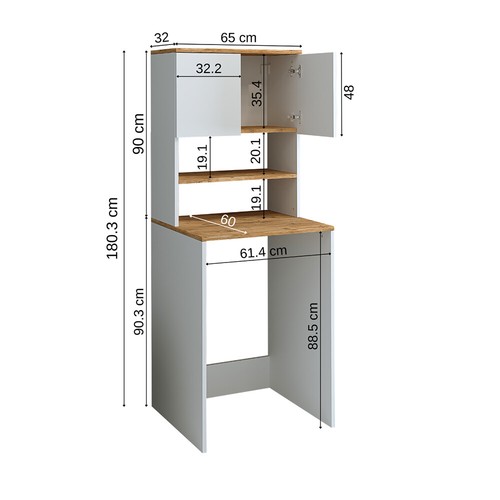 Roomart Waschmaschinenschrank Atlantic Badschrank BHT: 65 x 181 x 60 cm Badmöbel - Bild 18 von 34