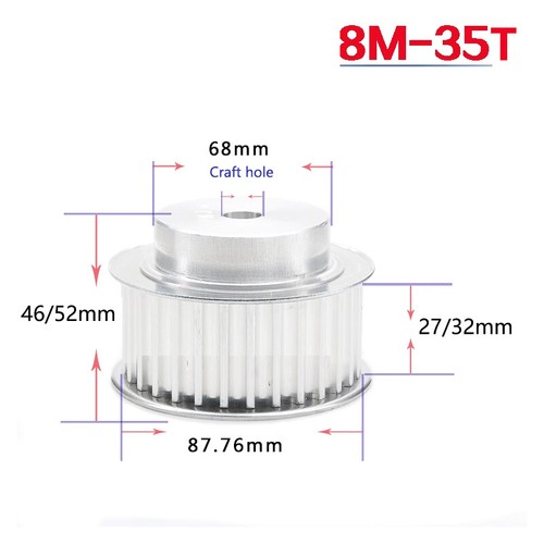8M Timing Belt Pulley 12T-72T BF-type Synchronous Wheel for 25/30mm Timing Belt - Picture 27 of 47