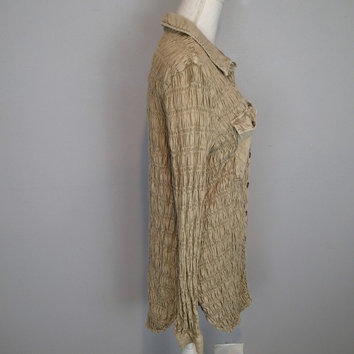 Anthropologie Pilcro Smocked Shacket Sz s Sand Beige Tan Button Up Shirt Jacket - Picture 5 of 19