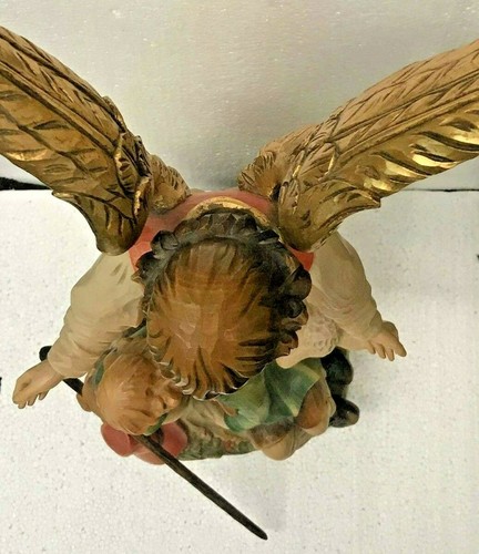 ANRI BACHLECHNER | 24 INCH GUARDIAN ANGEL FIGURINE ✪NEW✪ RARE WOOD ITALY VINTAGE - Picture 10 of 12