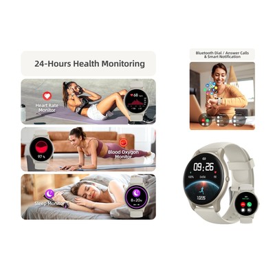 Lightweight Multi-Functional Smart Watch: Heart Rate Monitor & Call Capabilities