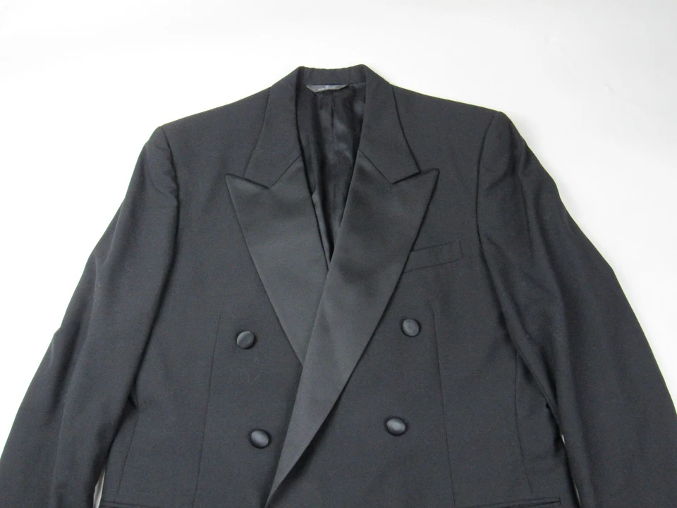 复古 Lanvin 双排扣羊毛燕尾服夹克 尺寸 44R? 美国制造精美形状! — 第 3/4 张图片