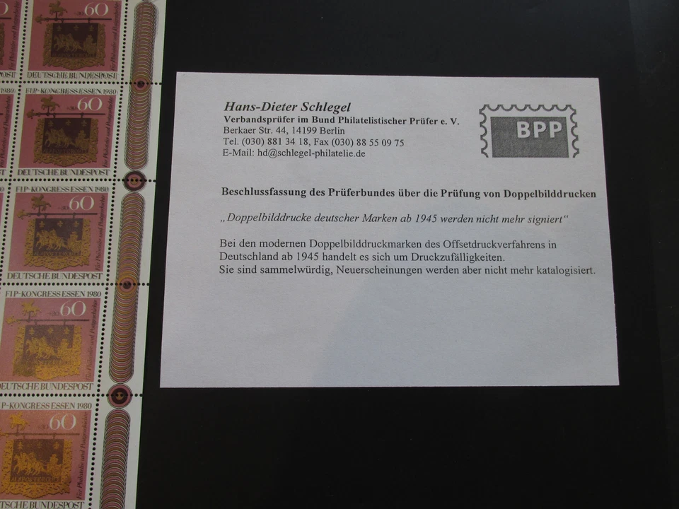 Briefmarken-Fehldruck, Kleinbogen Mi-Nr. 1065, postfrisch - Bild 3 von 4