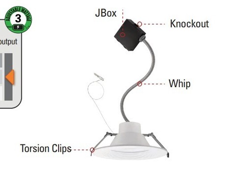 NaturaLED MultiPack LED 8" Commercial Can Light 3K Adjustable Wattage 12/19/27W - Picture 3 of 7