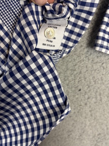 Psycho Bunny Men's Small LS Button Down Shirt Gingham Check Blue White Prep - Picture 3 of 15