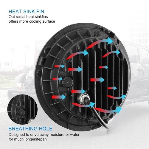 Pair E-Mark 7"Inch Round Angel Eyes LED Headlights For Classic Mini Austin Rover - Picture 6 of 12