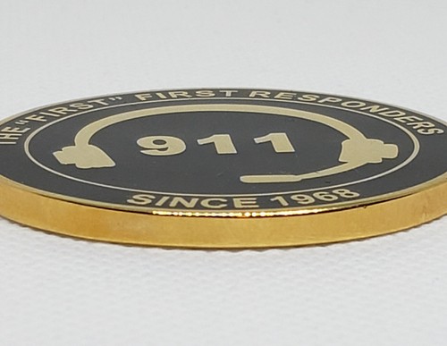 9-1-1 Dispatcher Thin Gold Line challenge coin 911 telecommunicator TC Week gift - Picture 3 of 4