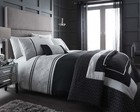 Duvet Sets Luxury Bexley Embroidered Quilted Black & Silver Polyester Easy Care