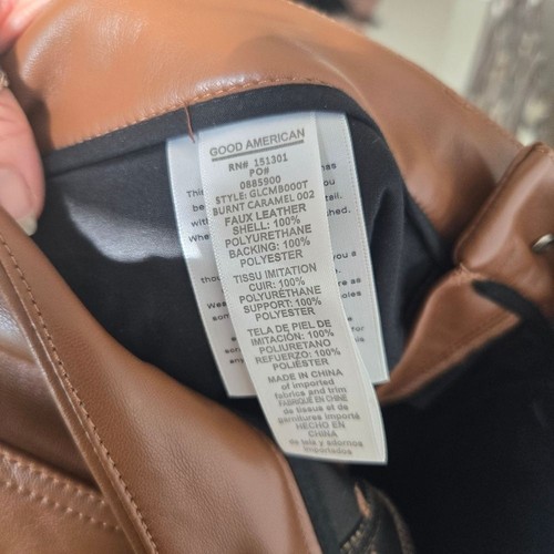 Good American Size 31 Good Legs Faux Leather Caramel Pants Casual Business Work - Picture 11 of 11