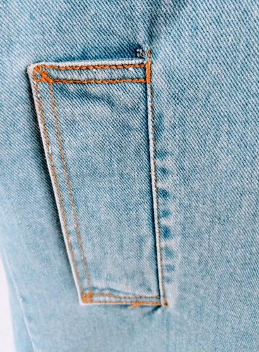 80s Denim Coat Sunbelt Sports Long Blue Womens Sz M-L Applique Sequins Buttons - Picture 8 of 12