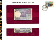 Banknotes of All Nations India 1 Rupee 1985  P-78A/a UNC 92H 2 Consecutive #
