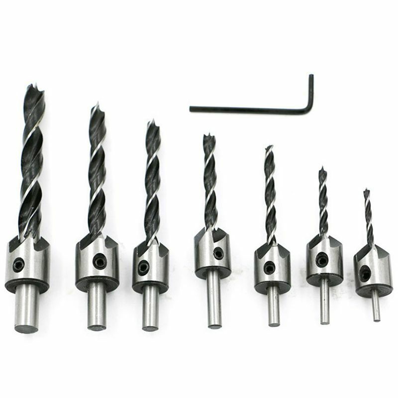 15X(7 unids avellanado brocas de tornillo conjunto Carpinteria chaflan herr 4V3) s l1600 - 15X(7 unids avellanado brocas de tornillo conjunto Carpinteria chaflan herr 4V3)