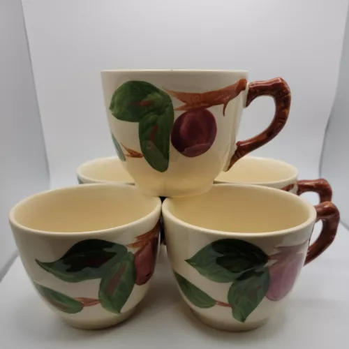 (5) Vintage Franciscan Apple Cups Mugs Made in England