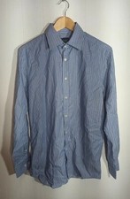 AQUASCUTUM LONDON MENS STRIPE BLUE LONG SLEEVE SHIRT SIZE 15.5"