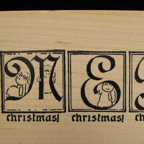 Stampa Rosa Merry Christmas Angels Jan Burlingham I 22-1814 Rubber Stamp 1999 - Picture 2 of 6