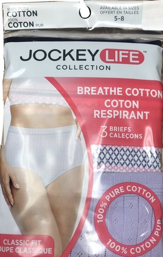 Jockey Life Damen Breathe Cotton Classic Fit Slips 3er Pack, Multi, Größe 6 - Bild 2 von 4