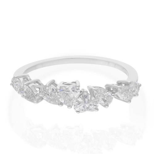 0.93 Ct Heart Cut Lab Grown Diamond Half Eternity Ring 18k White Gold Gift Her - Picture 2 of 7