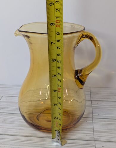 Blenko Style Pitcher Amber Golden Glass Vintage 7.5x4" Hand blown - Picture 8 of 10