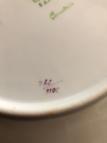 Vintage 12 Dessertteller sächsisches Porzellan floral + Goldrand C A R Krone Stempel & Träger - Bild 4 von 12