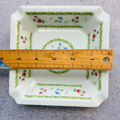 Bernardaud Limoges France Floral Square Porcelain Ashtray