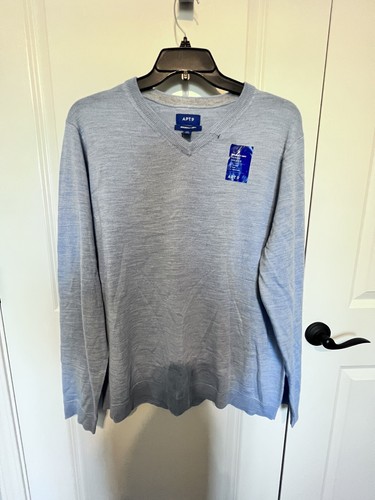 Apt.9 Seriously Soft Merino Wool Knit V neck Sweater Mens XXL Baby Blue - Picture 2 of 6
