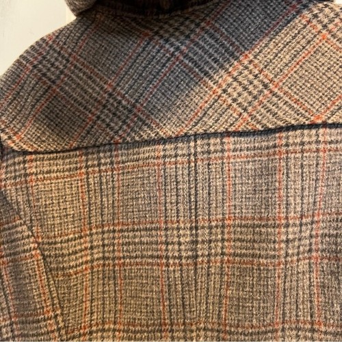 Vintage Wool Cashmere Plaid Coat Hooded Toggle zip closure jacket size XL - Picture 10 of 16