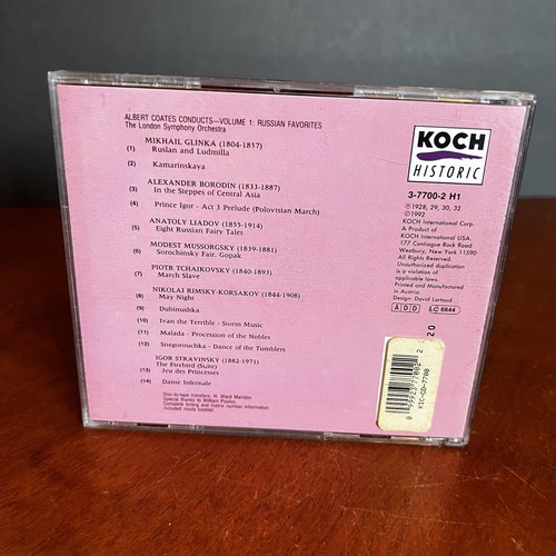 Albert Coates CD Conducts Vol. 1 Russian Favorites 1992 Glinka Tchaikovsky Koch - Picture 3 of 4